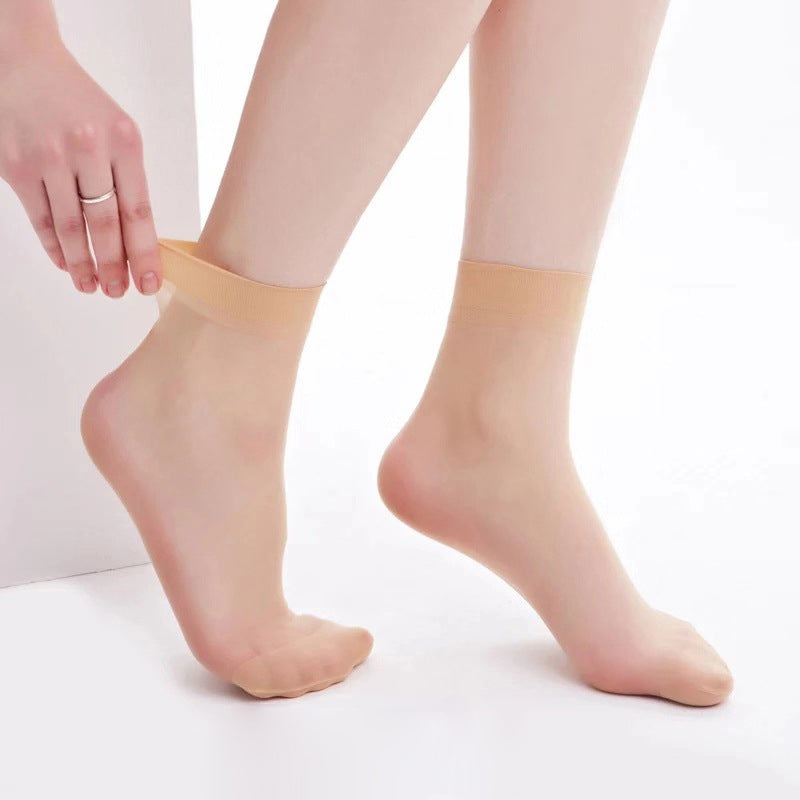 Ankelhøye gjennomsiktige sokker for kvinner (10 par)