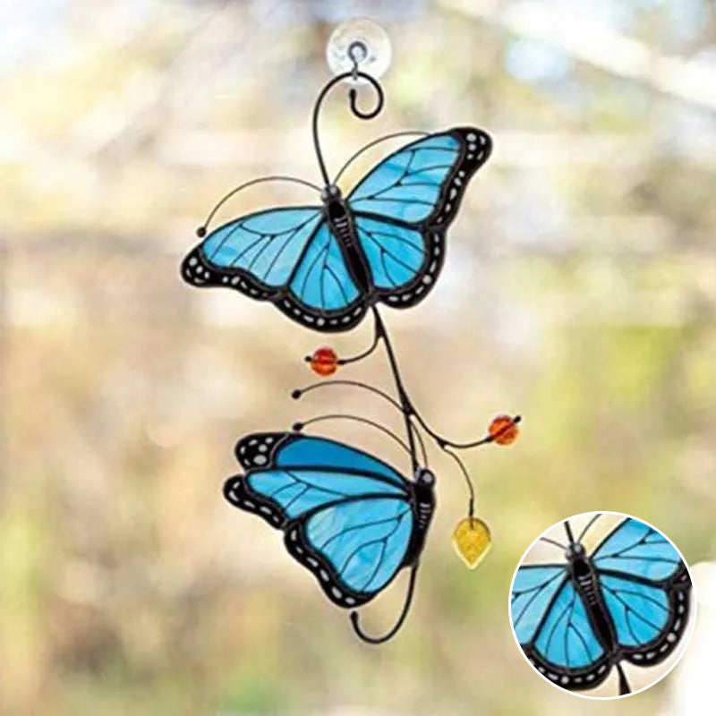 Farget Monarch Butterfly Glass Vindu Dekor