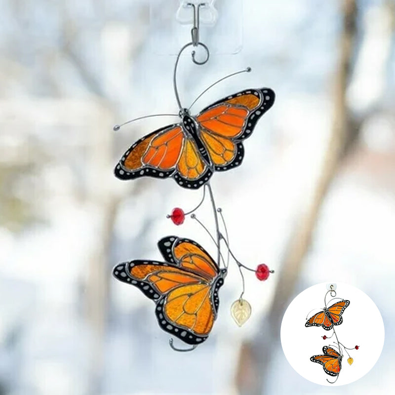 Farget Monarch Butterfly Glass Vindu Dekor