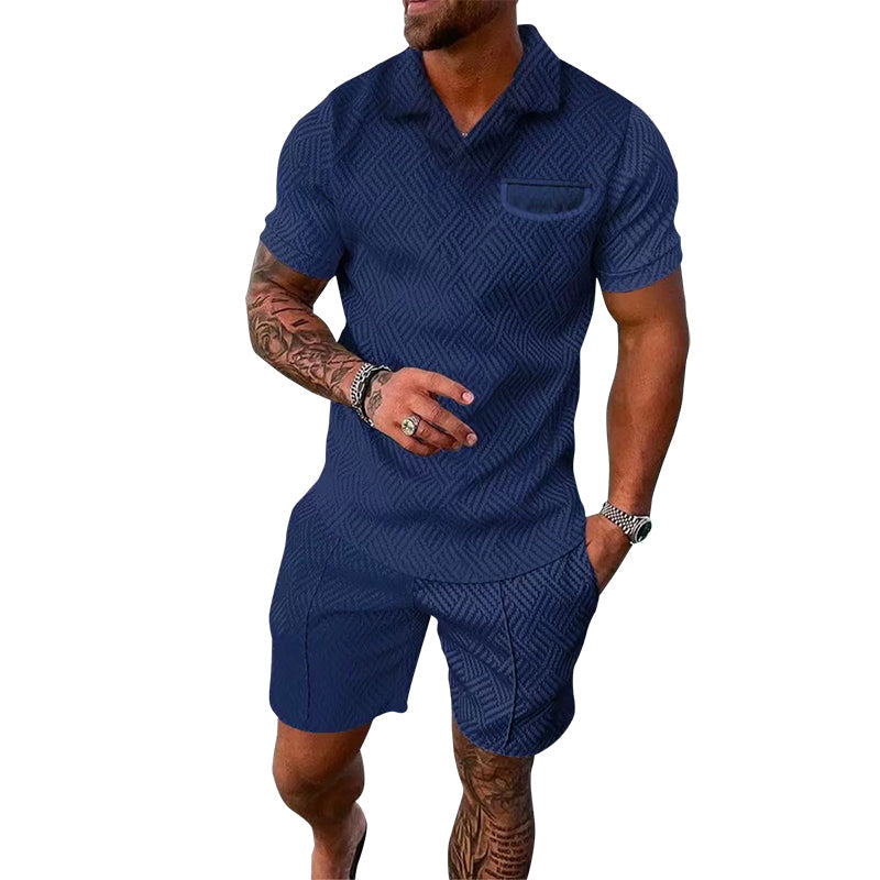 Uformelt trykt sett av Polo T-skjorte og shorts for menn