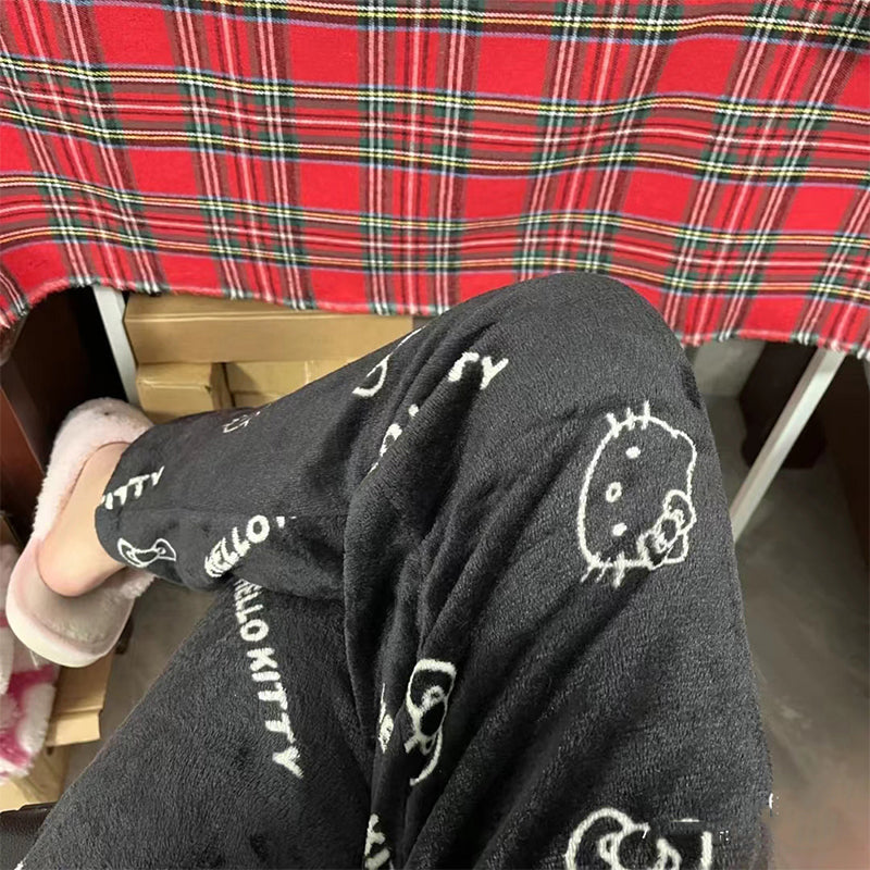 Søte pyjamasbukser i flanell med trykk
